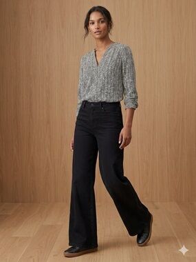 Joe Fresh black and white long-sleeve blouse